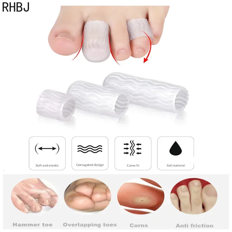 (2/6piece) Silicone Toe Protective Cover Anti-Friction Breathable Pain Relief Overlap Separation Orthotics Gel Toe Cap Protector