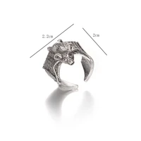 Bague gothique chauve-souris ailée, bande ouverte réglable en alliage de Zinc pour hommes et femmes, bijoux Punk romantiques foncés, cadeau 2