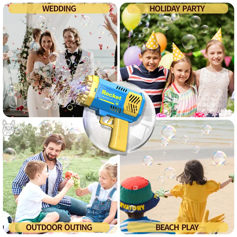 40 Holes Bubbles Gun Wedding Party Birthday Outdoor Cool Toy For Children Summer Toy Gift Portable Soap Bubbles Gun Water Toy 2
