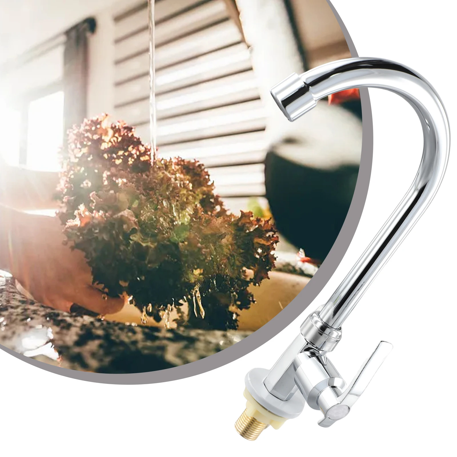 Kitchen Faucets 1pc Kitchen Faucet Ziny Alloy Single Cold Water Sink Single Handle Swivel For Bathroom