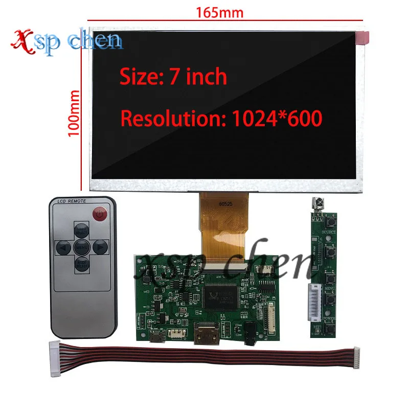 

7-дюймовая плата управления аудиодрайвером HDMI 1024*600, ЖК-монитор, совместимый с Raspberry Pi Banana Pi PC