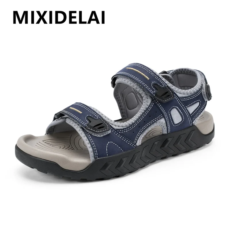 Neue Echtleder Outdoor-Wandersandalen für Herren Sommer Rutschfeste Weiche Sneakers Leichte Strandsandalen Lässige Klassische Herrenschuhe