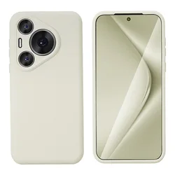 Shockproof Soft Liquid Silicone Case, Skin Smooth Camera Full Protection Cover with Retail Packaging for Huawei Pura 80 Ultra (Antique White)