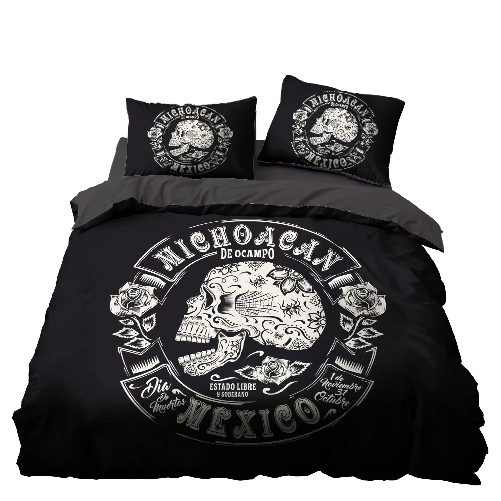 

Black Bedding Sets 3D Quilt Cover Set Comforter Case Bed High-end Pillowcase King Size Spaceman Skull Pattern Home Texitle