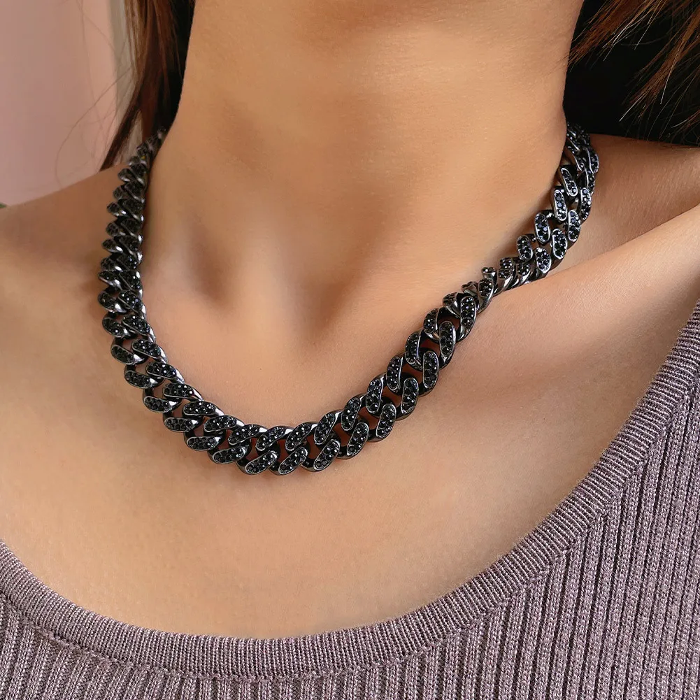 Cuban Chain Necklaces Anklets | Iced Cuban Chain Black