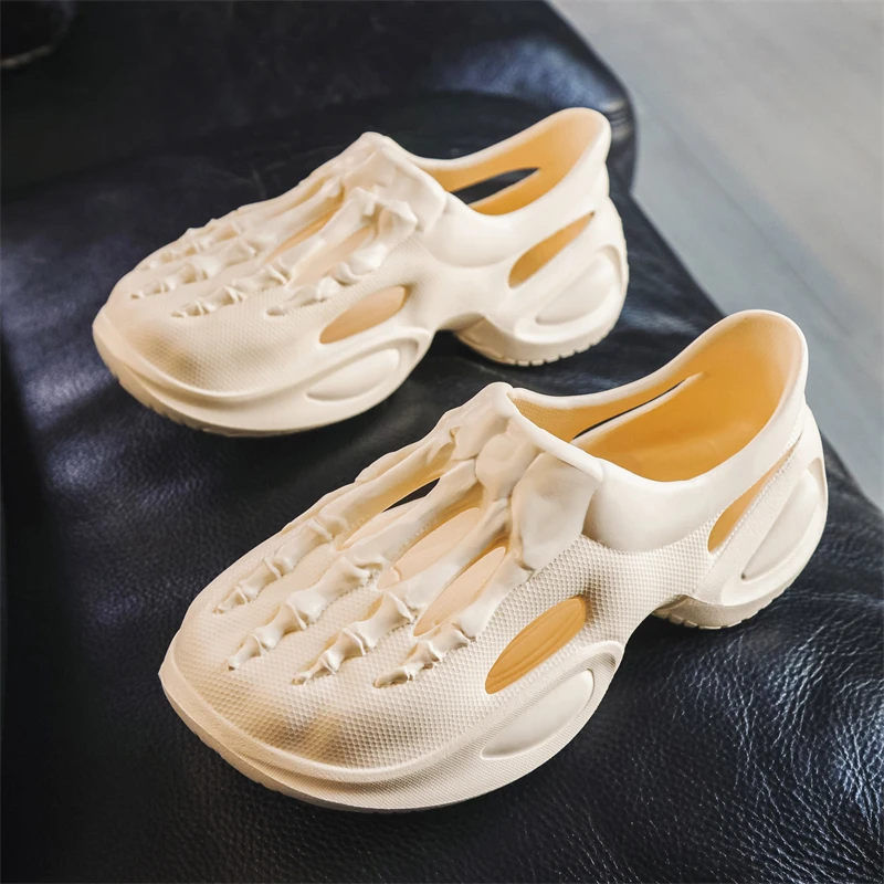 

Мужские однотонные сандалии с дышащей поверхностью, Нескользящие шлепанцы для сада и пляжа, сланцы, Уличная обувь, лето 2024