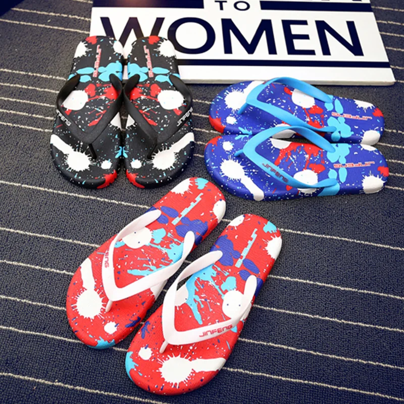 New Men's Slippers Summer Outdoor Flip Flops Men Slippers Clogs Graffiti Punk Men Slippers Slides Non-slip Men Sandals Footwear