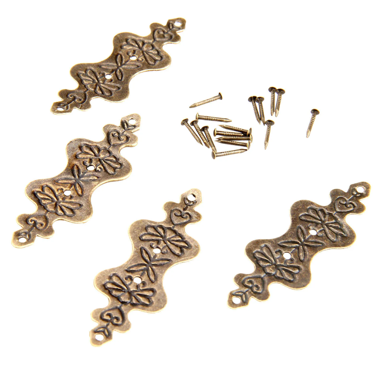 4Pcs Antique Brass Corner Bracket Jewelry Box Wood Case Decorative Feet Leg Corner Protector Furniture Fittings 56x20mm furniture hardware angled furniture hardware furniture corner protector decorative corner cover wood box feet protector metal decorative protectors