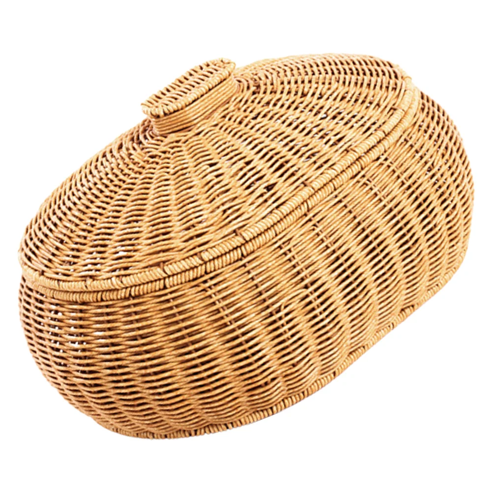 Large Capacity Rattan Woven Basket Bread Basket Kitchen Food Serving Holder Storage Baskets Home Garden Home Storage ganization 5