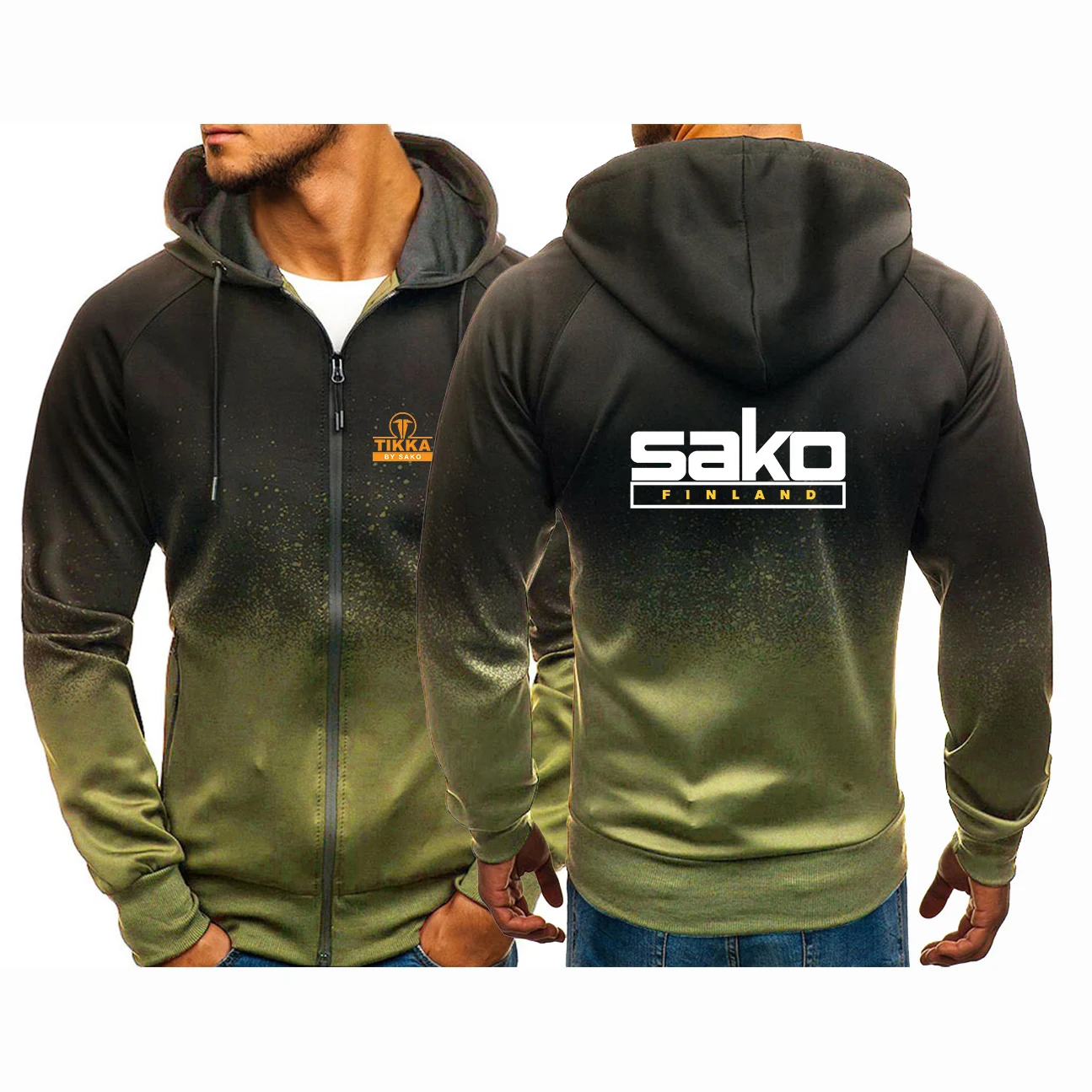 Men's Long Sleeves Zipper Hoodie Casual Gradient Color Sweatshirt