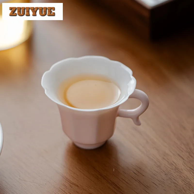 2pc Creative Grape Purple Glaze Handle Teacup Luxury Tea Bowl Tea Cup Set Meditation Cup Jianzhan Flower Teaware 40ml