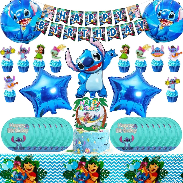 12pcs Blue Cartoon Stitch Cake Decorations,Blue Stitch Cake Topper Cartoon  Themed Party Decorations for Boys Kids Birthday or Baby Shower Supplies