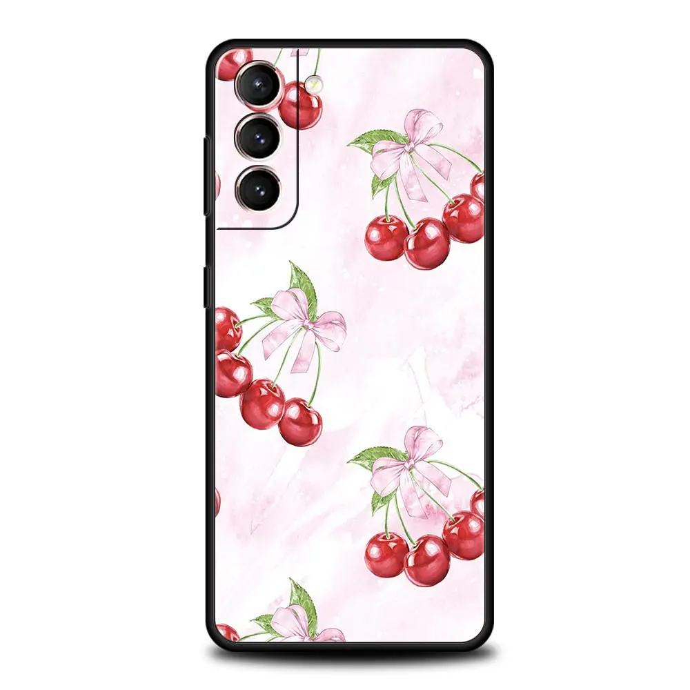 Charming Cherry Bow Soft Silicone Phone Case