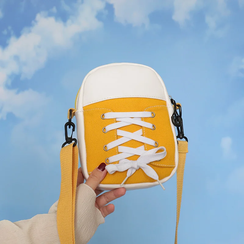 

Canvas Messenger Bag Shoulder Messenger Bag Sneakers Stripe Stitching Design Casual School Bag Work Travel Men And Women