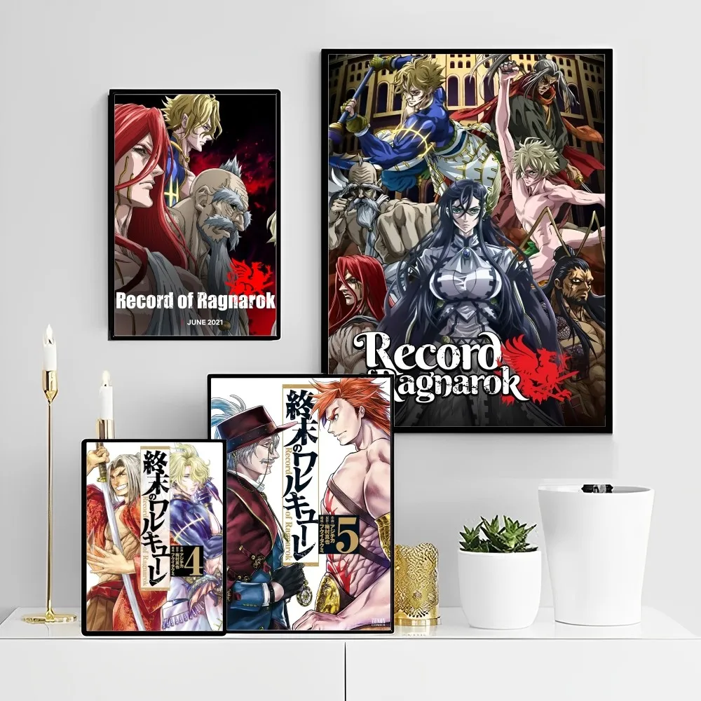 

Record of Ragnarok Anime Poster Self-adhesive Art Poster Retro Kraft Paper Sticker DIY Room Bar Cafe Vintage Decorative