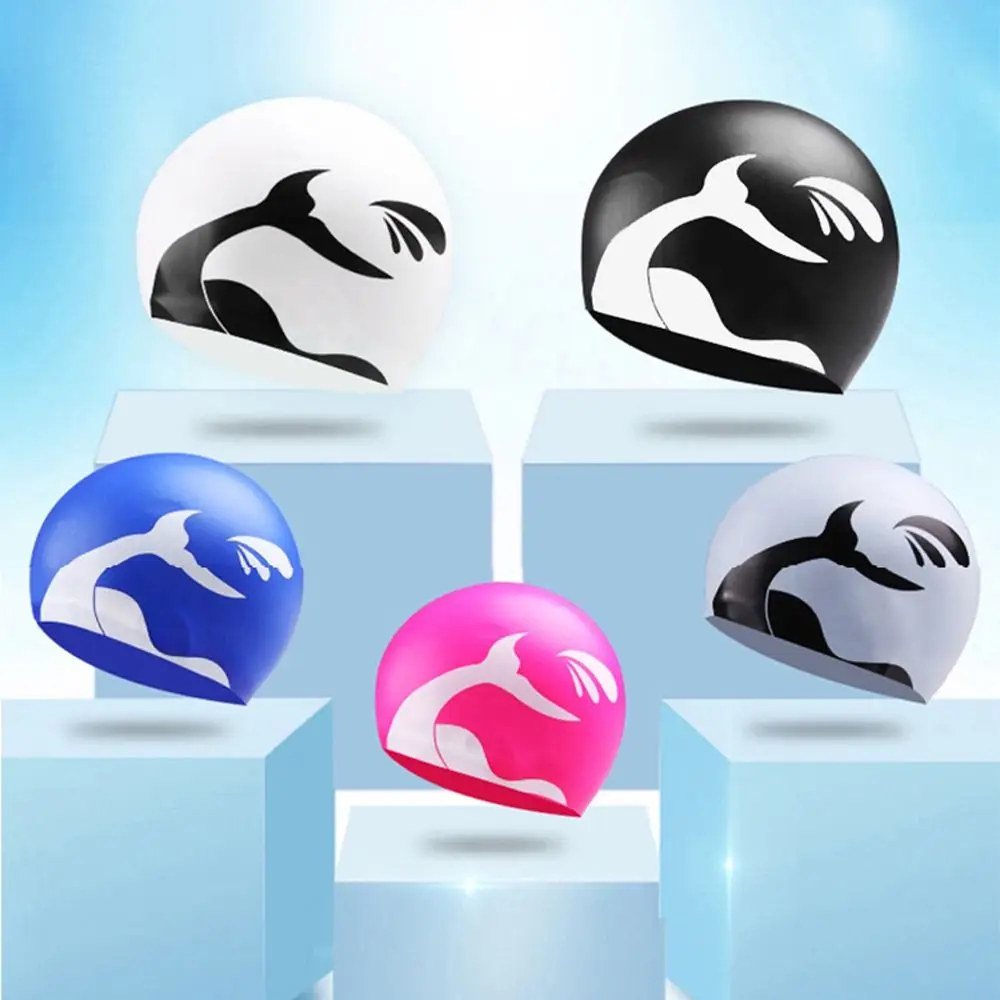 

Fishtail Pattern Swimming Cap Silicone Waterproof Fishtail Swim Cap Tear-resistant Unisex Bathing Caps for Swimming