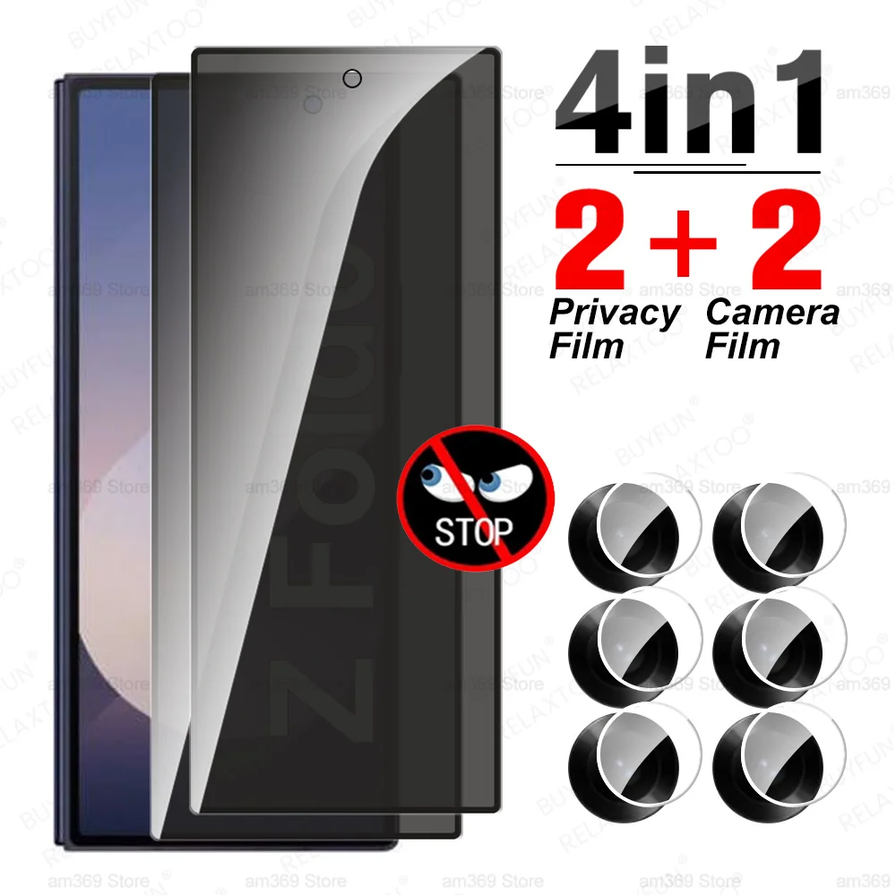 

4To1 конфиденциальное стекло для Samsung Galaxy Z Fold3 Fold4 Fold5 Fold6 5G закаленное стекло ZFold 6 3 4 Fold 5 Защитная пленка для экрана камеры