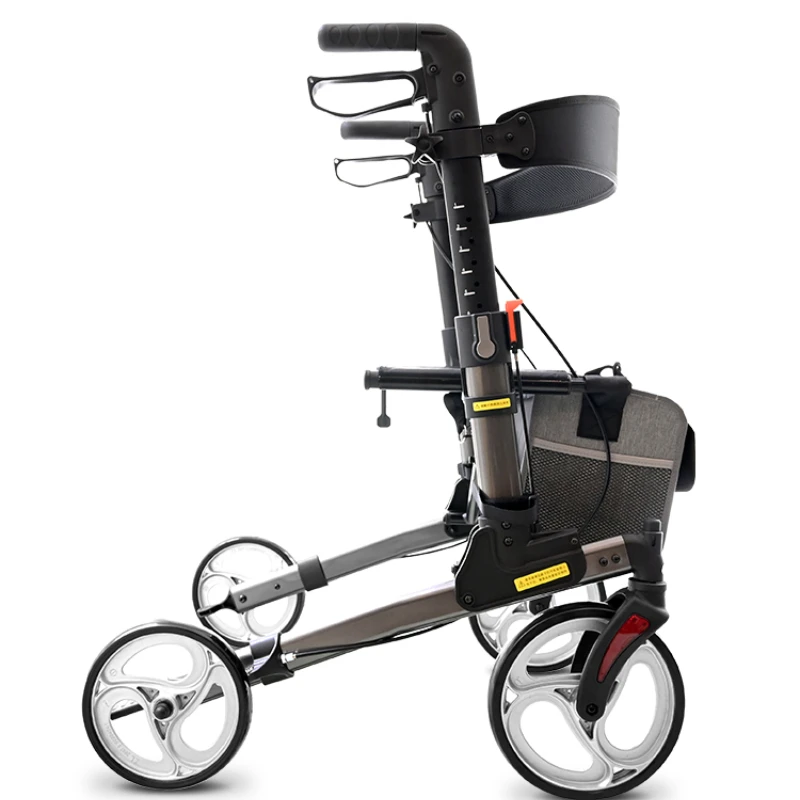 Elderly walking walker auxiliary 45cm wide18 inch wide seat 136kg accpte wheelchair can sit 2-in-1 crutch alloy walker