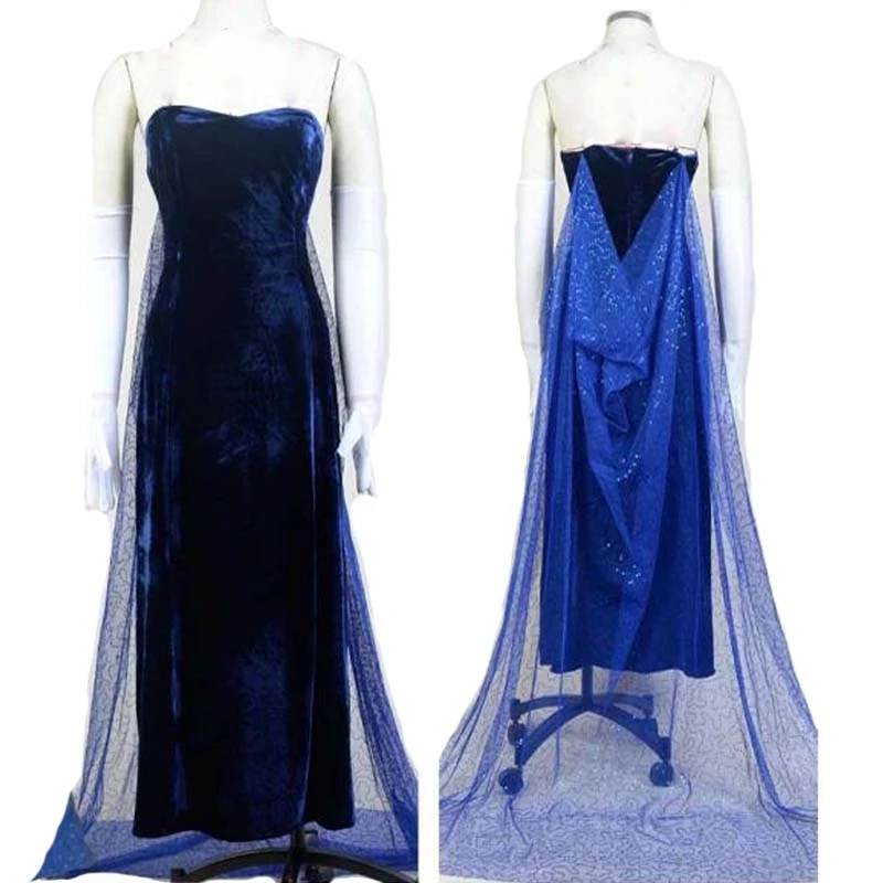 Modern Girls Halloween Dress Blue Singer Party Show Cartoon Anime Anastasia Cosplay Costume