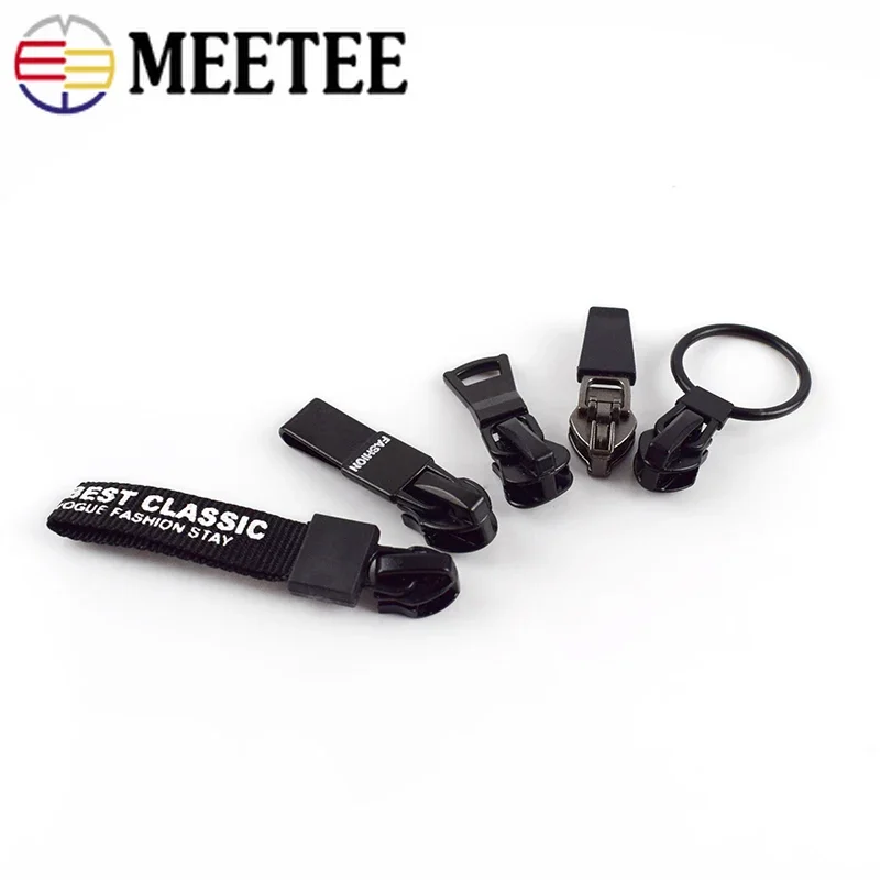 Meetee 10pcs 5# Anti-loading Zipper Sliders Waterproof Reverse Installation for Invisible Bag Jacket Nylon Coil Zip Puller