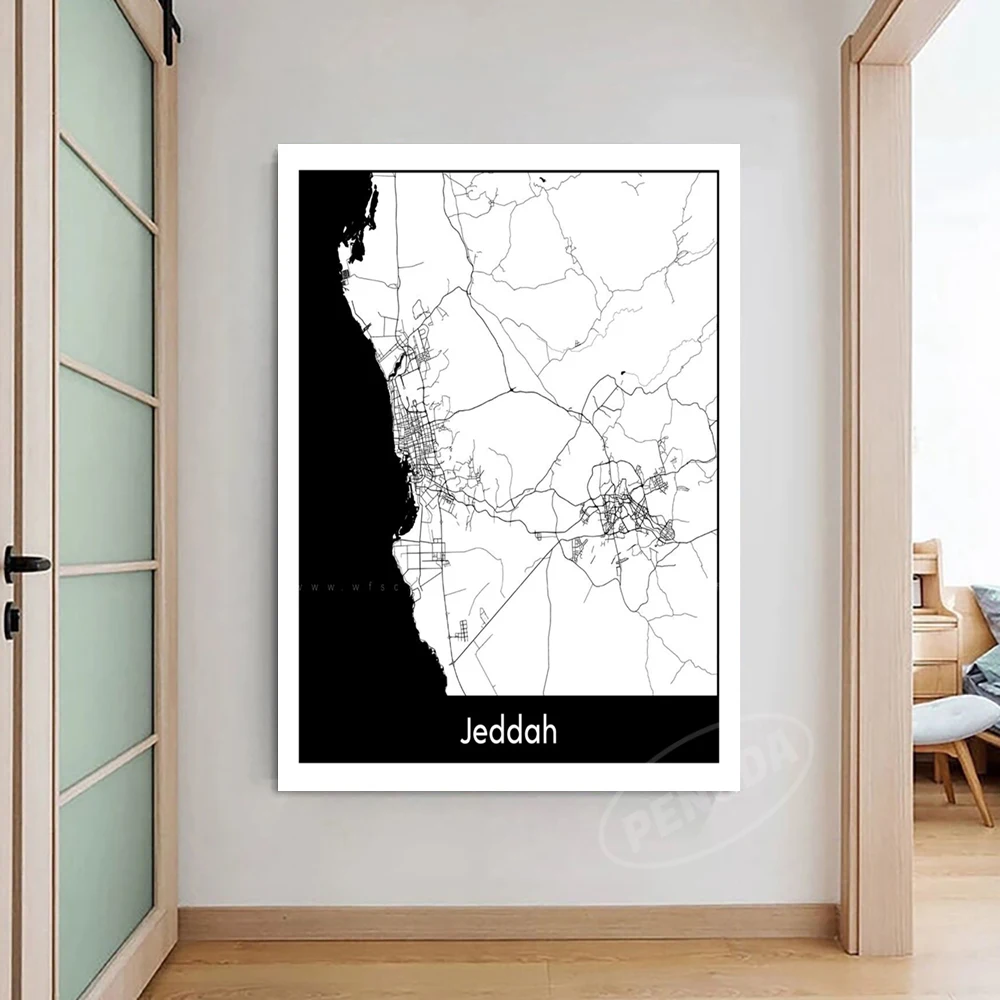 Canvas Jamshedpur Paintings World Cities Map Wall Jeddah, 41 OFF
