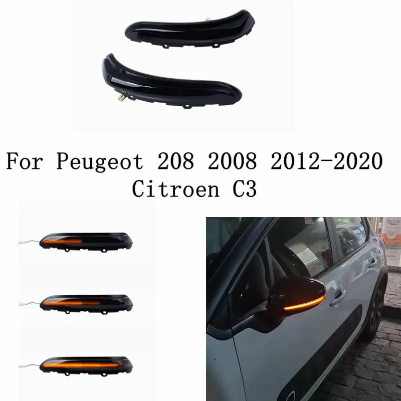 LEDDynamicTurnSignalLightForPeugeot208200820122020CitroenC3