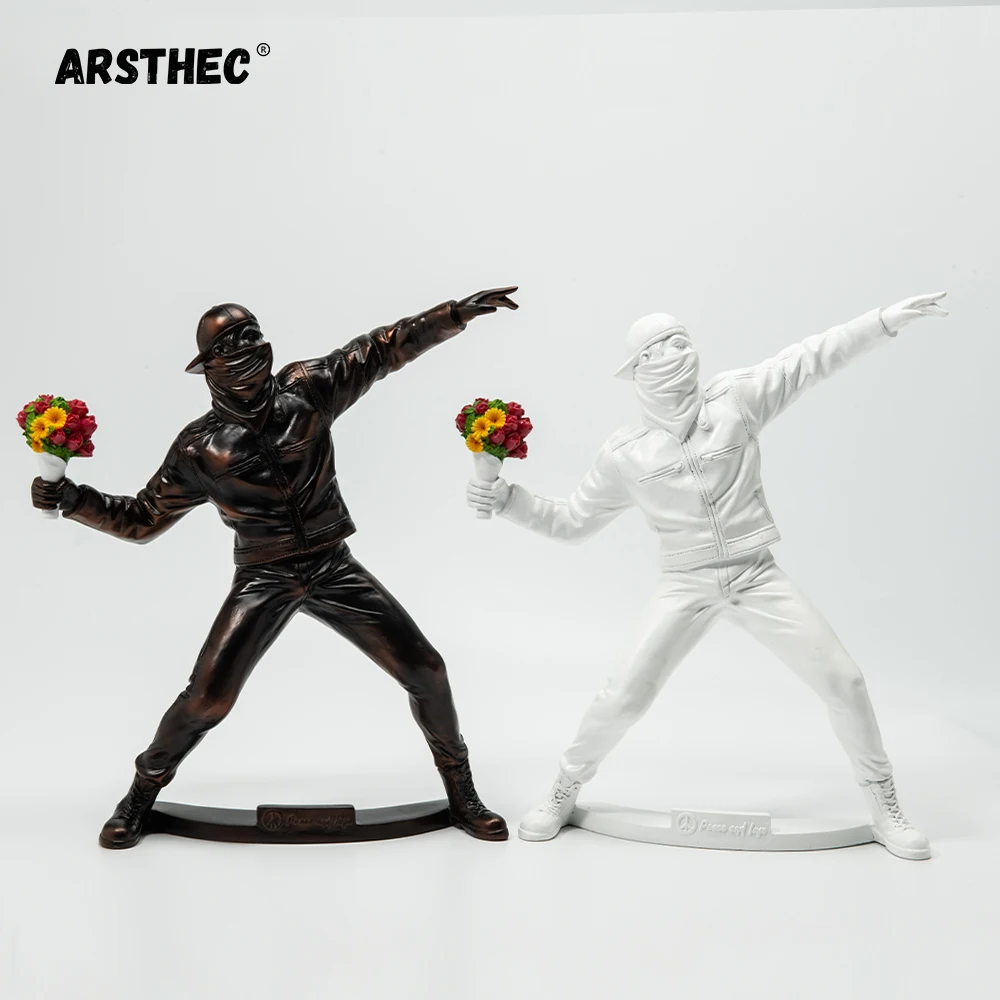 Banksy Bomber Flower Thrower Sculpture Action Figure Statue
