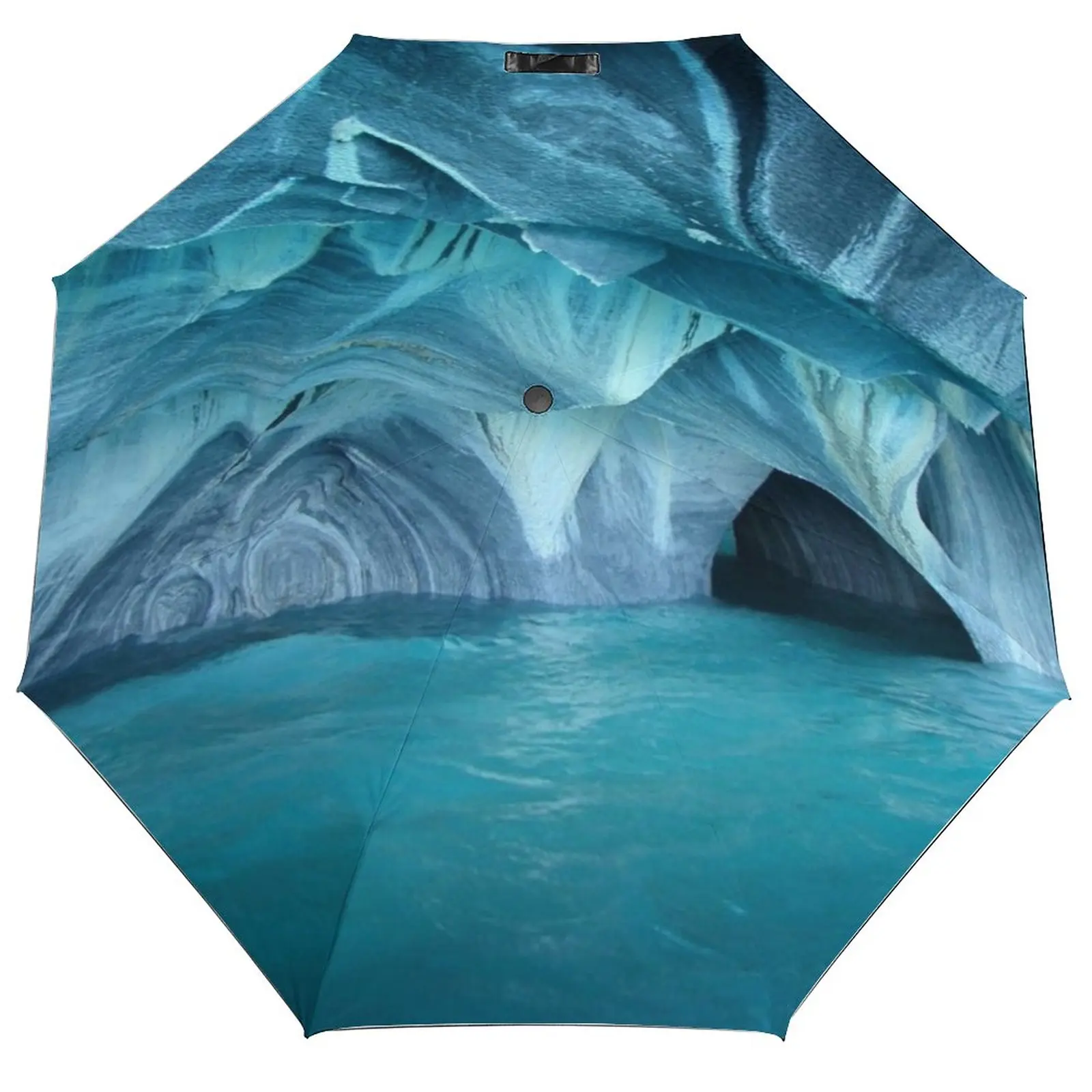 

Blue Marble Cave Printed Umbrella Rain Women Automatic Umbrella Three Folding Sun Protection Umbrella Male Portable Parasol