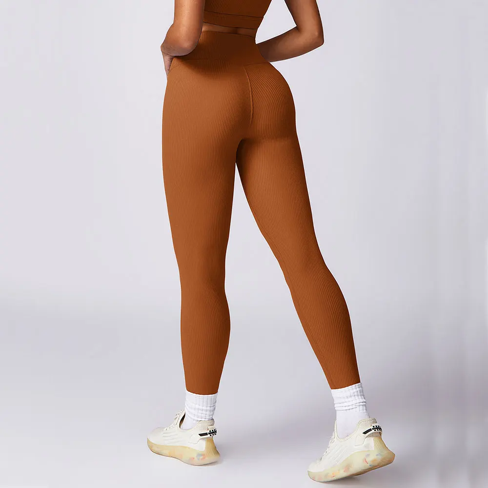 

Леггинсы в рубчик, штаны для йоги с высокой талией, спортивные Леггинсы с эффектом пуш-ап для фитнеса, женские эластичные трико для тренировок в тренажерном зале, быстросохнущие штаны для бега