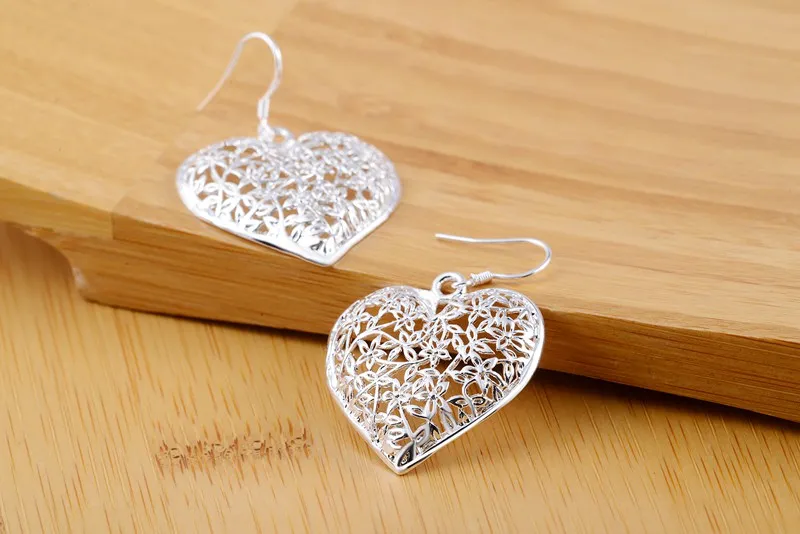 925 Sterling Silver Heart Earrings for Woman Fashion Party Wedding Jewelry Christmas Gifts silver earrings,silver stud earrings,heart earrings