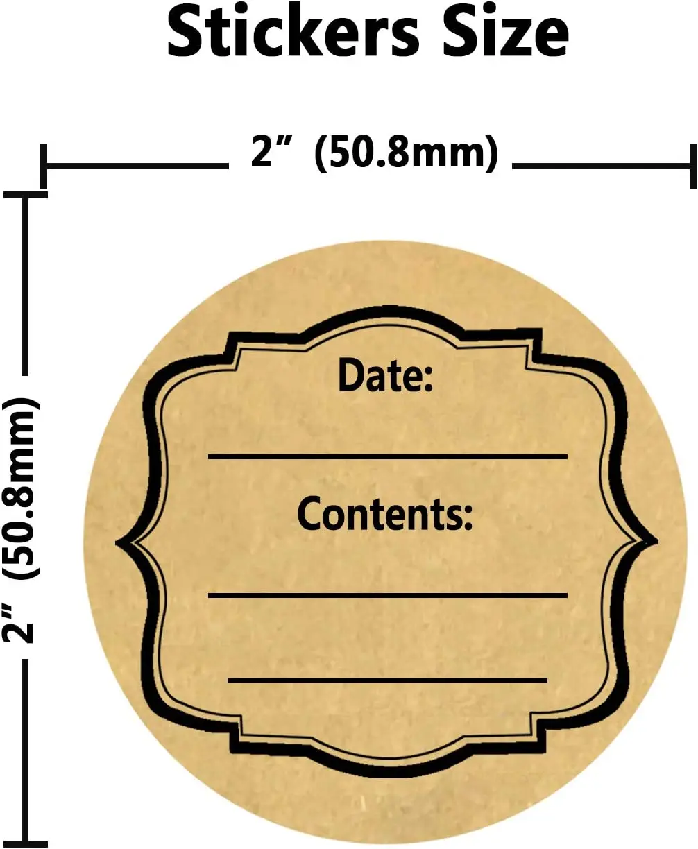 2 Inch Blank Spice Jars Labels Canning Stickers,Kraft Round Shape Homemade Baked with Love Labels for Jar Lids,500 Pcs Per Roll