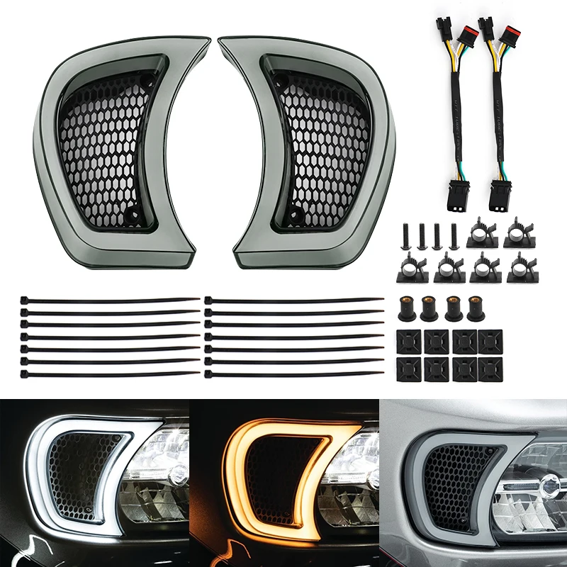 MotorcycleLEDTurnSignalsIndicatorLightsTracerHeadlightVentAccentForHarleyTouring