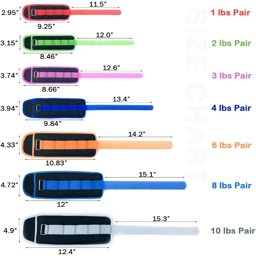 10 lbs pair (5 lbs each) Ankle/Wrist Weights for Women, Men, Kids - Arm Leg Weights Set with Adjustable Strap - Running, Jogging