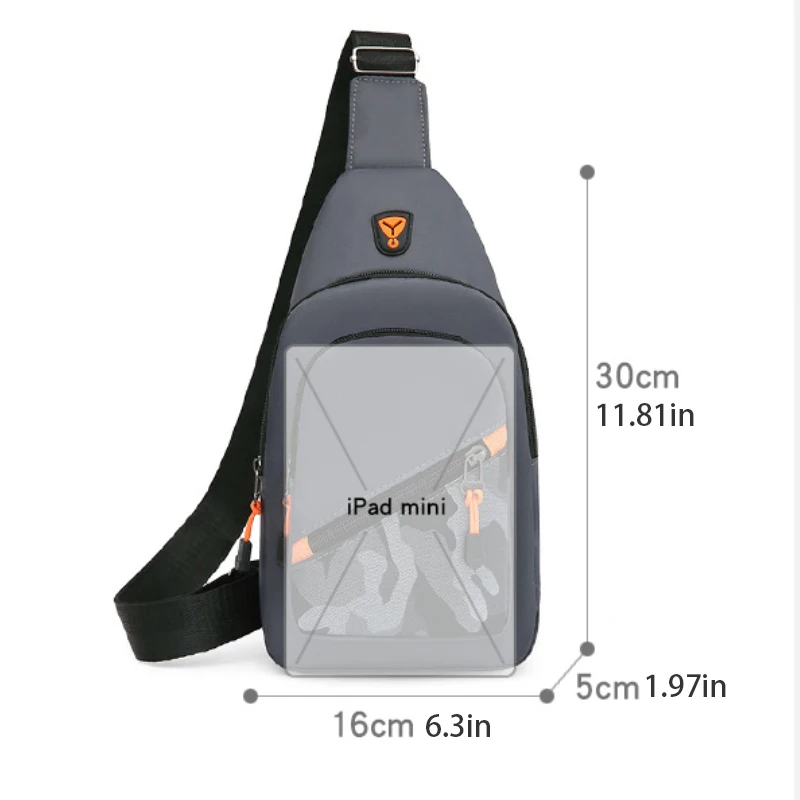 1 men's chest bag, portable shoulder bag, suitable for outdoor hiking, cycling, traveling, and trekking, with adjustable shoulde