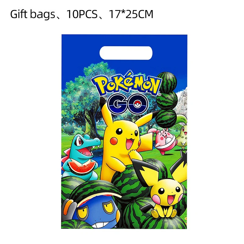 Disposable Tableware Pokemon Birthday Party Decorations Tablecloth Cups Plates Paper Napkins Backdrop Pikachu Balloons Banner Kids Gifts