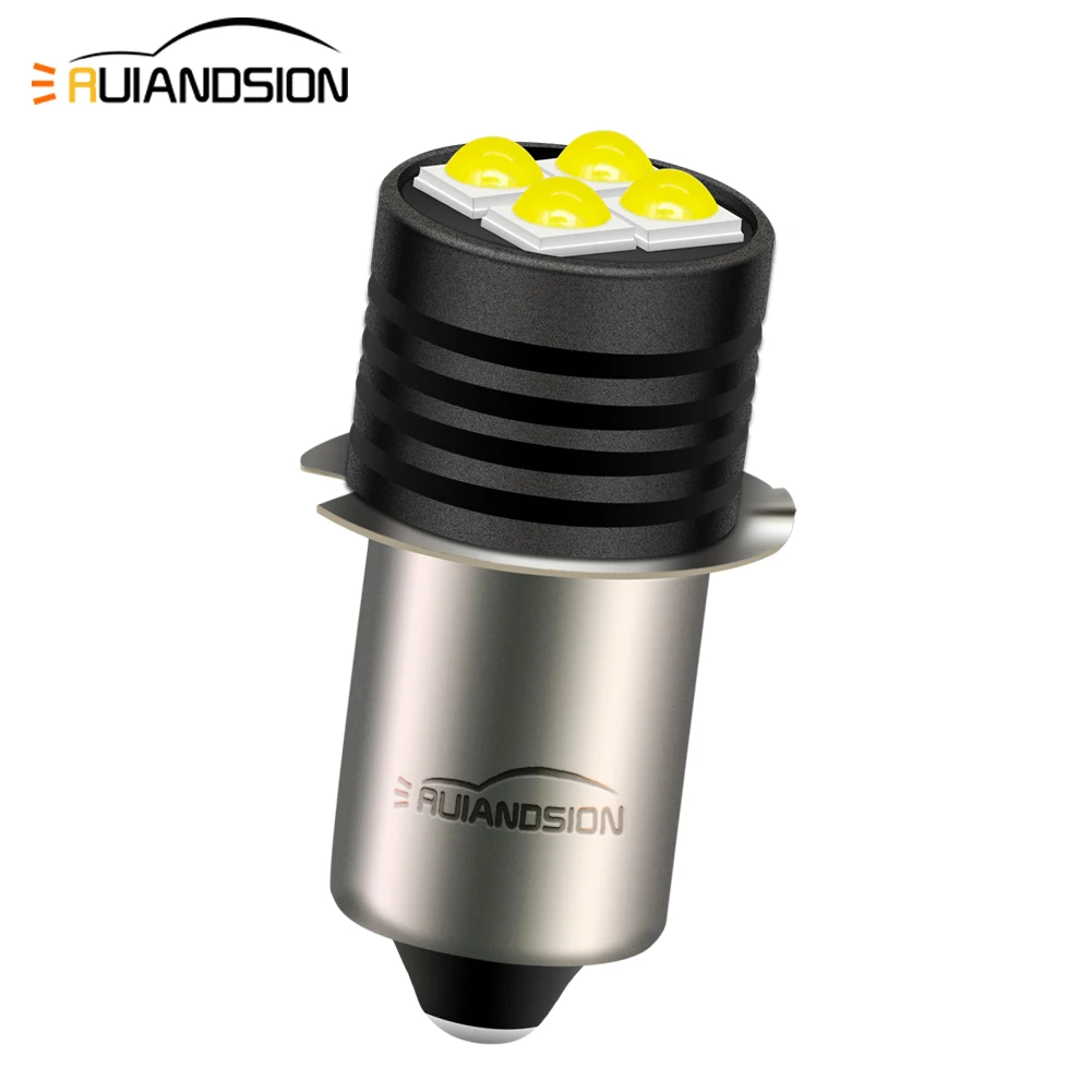 Ruiandsion 매그라이트 LED 전구 2 개, C & D 셀, 매그라이트 토치, LED 컨버터, 3V 화이트, P13.5S, 1 개