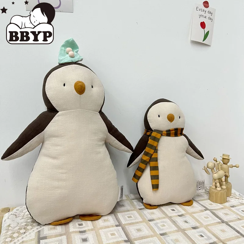 

Handmade Penguin Cloth Toy Baby Home Ornament Cozy Cuddling Animal Doll for Newborn Penguin Mum and Baby Cotton Linen Soft Doll