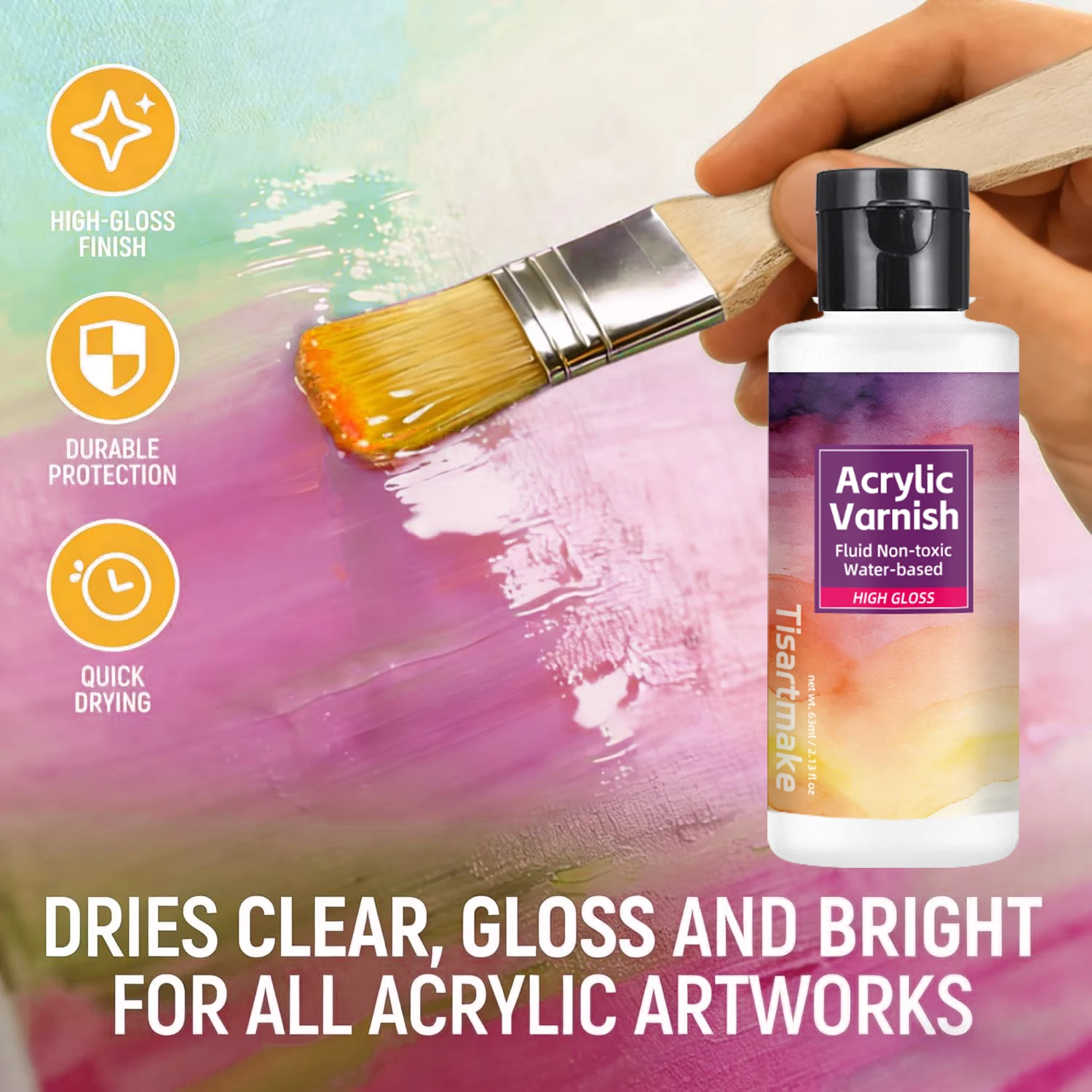 High Gloss Clear Varnish for Artwork - Non-Yellowing & Anti-Crazing Finish