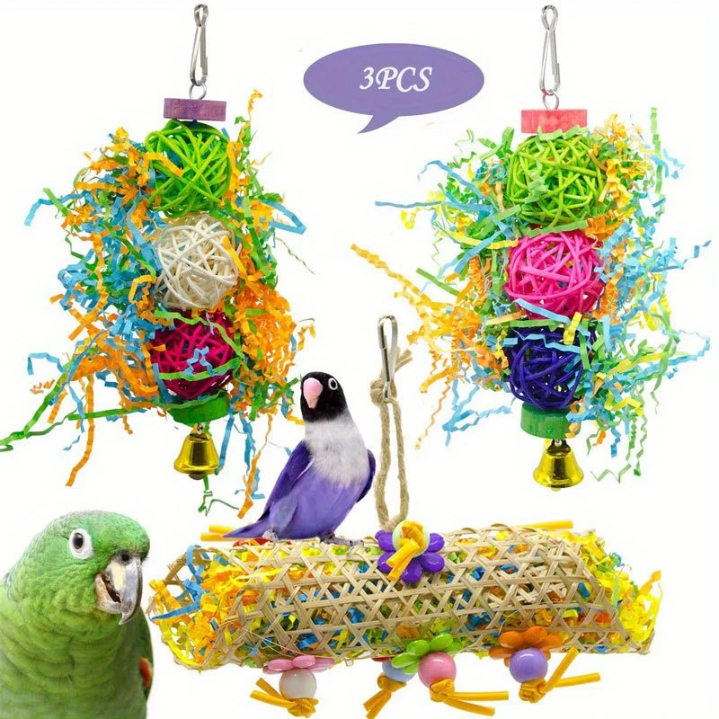 3pcs Parrot Foraging Toy Pack-Engaging Interactive Play Experience, Challenges Natural Behavior, Bird Toys for Parrots