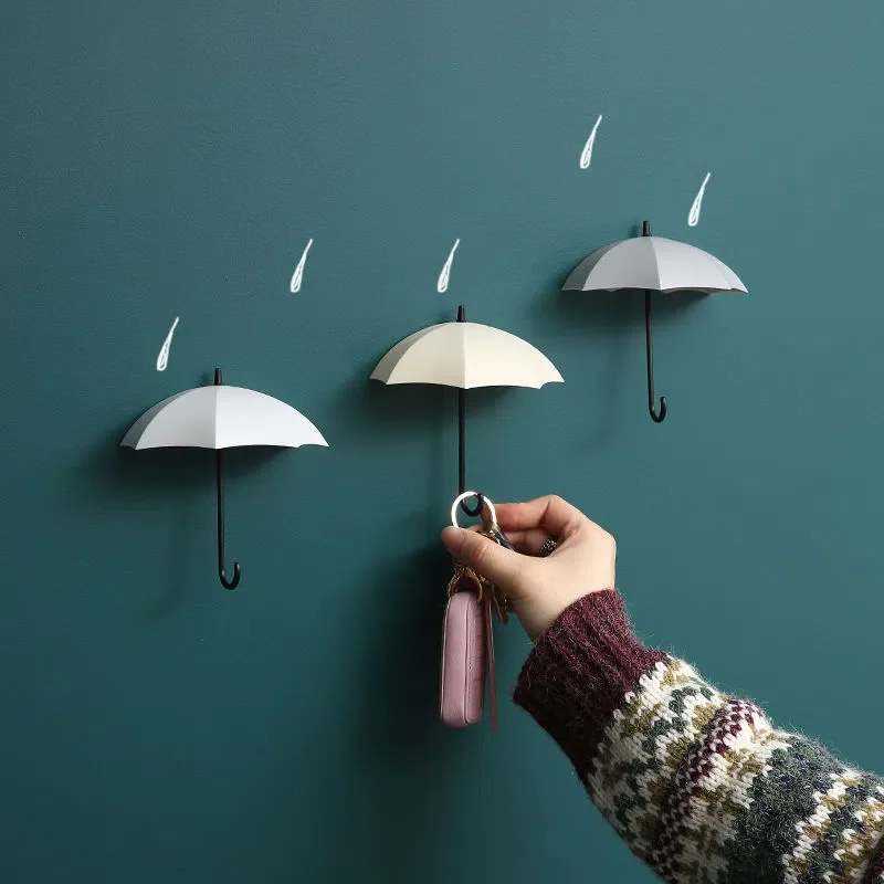 Storage Rack Storage Shelf Storage Cart Cute Umbrella Shaped Hooks No-Punch Wall Hooks Kitchen Bathroom Coat Rack Key Organizer Home Storage Shelf