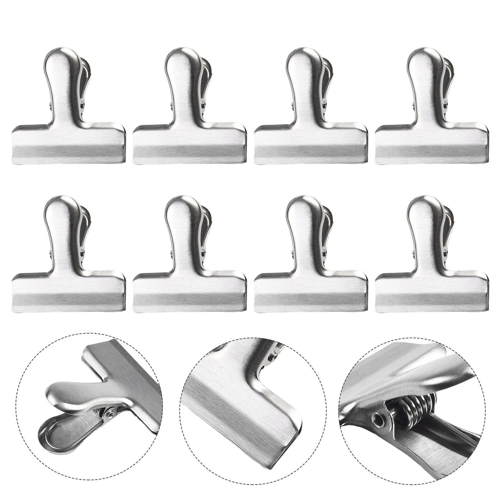 

Durable For Kitchen Home Office Clips Food Sealing 6.5x5.5cm Food Bag Clip Paper Clamps Quick Clamping Silver 8Pcs