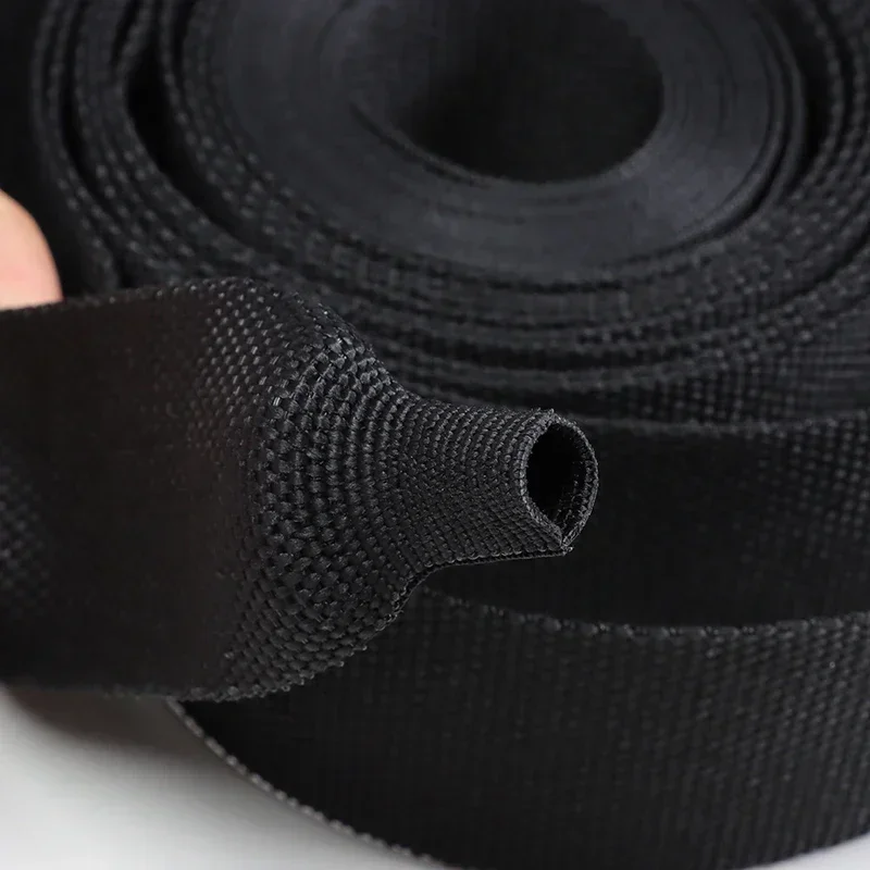 1  10m 열 수축 땋은 케이블 슬리브 6/8/10/12mm 절연 난연성 PET 자동 라인 주최자 와이어 랩 외장 보호