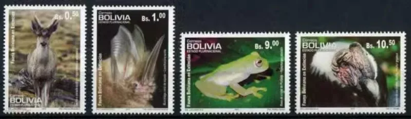 

4 шт., Боливия, 2013, штампы с животными, настоящие оригинальные почтовые штампы для коллекции, MNH