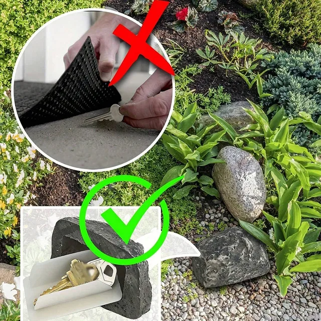 Stone Key Box Simulation Stone Outdoor Courtyard Hidden Door Key Box  Small Stone Resin Stone Shape Hidden Home Accessories 2