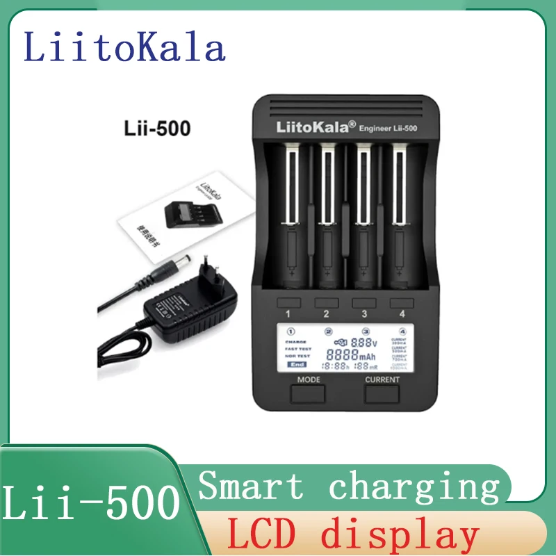 

Liitokala Lii-600 Lii-500 Lii-500S Battery Charger,3.7V 18650 26650 18350 16340 18500 14500 1.2V AA AAA LCD Smart Charger