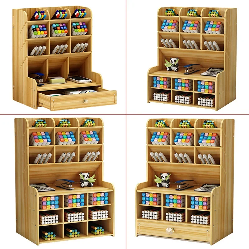 나무 경사 펜 홀더 데스크탑 문서 정리함 DIY 조립식 사무용품 보관함 보석 포장 및 전시 도구