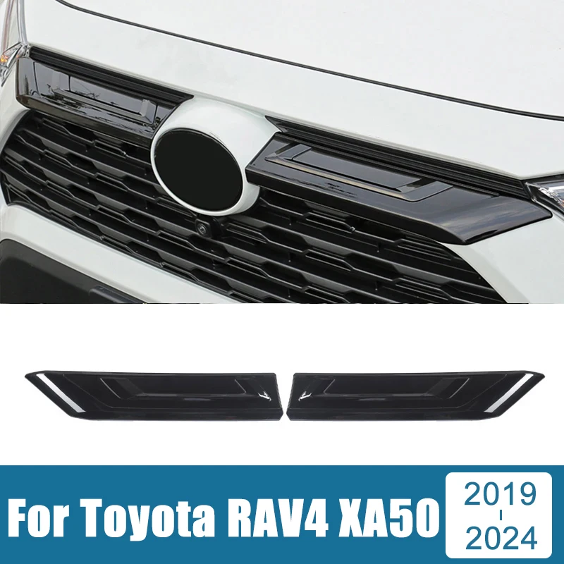 

ABS Car Front Grille Grill Logo Emblem Trim Strips Cover Accessories For Toyota RAV4 2019 2020 2021 2022 2023 2024 XA50 Hybrid