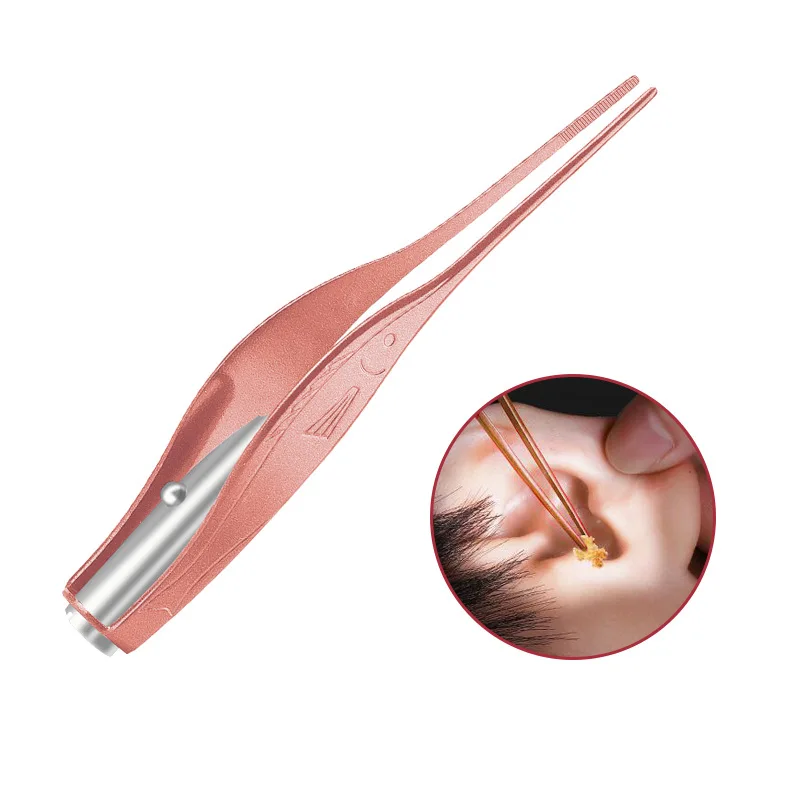 

Sdotter Ear Cleaner LED Flashlight Earpick Wax Removal Tweezer Luminous Kids Stainless Steel Tweezer Remover