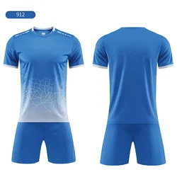 Youth Soccer Jersey Set - Kids Short Sleeve Football Uniform Kit - L (Light Blue)