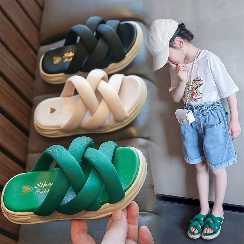 

Сандалии для девочек, пляжные шлепанцы для душа, однословные стринги, симпатичные Тапочки принцессы для купания, для дома и улицы, лето